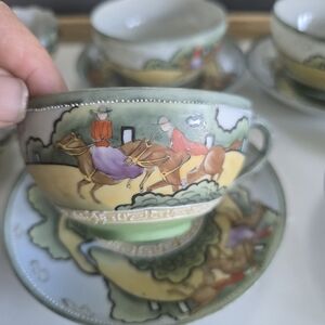 Nippon  Rare Moriage Tea Cup Saucer Set of 4